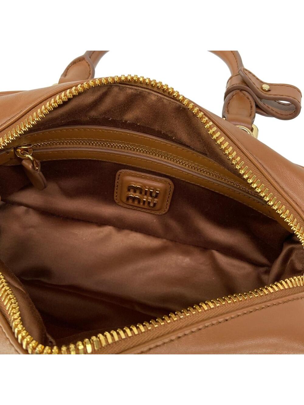 Miumiu Arkady Brown Leather Handbag #301808M21B - Picture 10 of 15